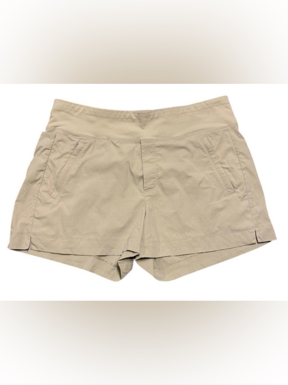 Athleta Trekkie North Shorts Khaki Tan Hiking Travel Utility Size 14